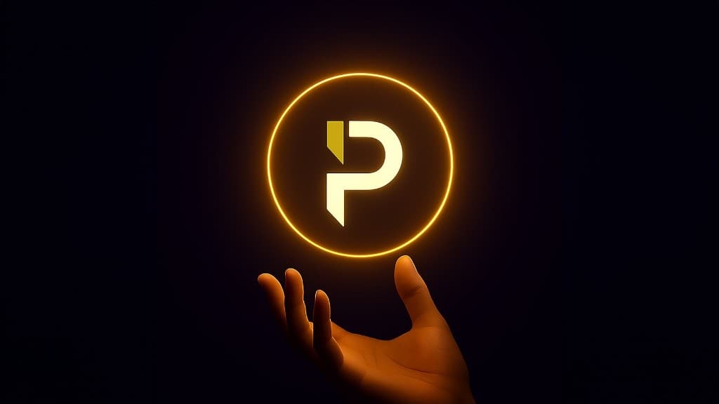 Leuchtendes goldenes ProtocolHero-P über einer Hand
