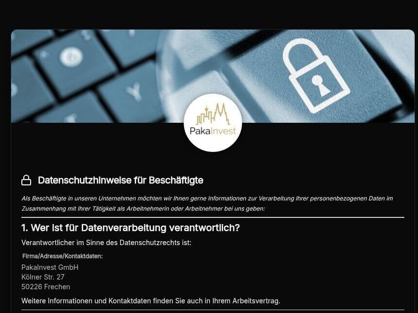 Vorschau der Vorlage „Datenschutzhinweise für Beschäftigte – Vorlage (Art. 13 DSGVO, §26 BDSG)"